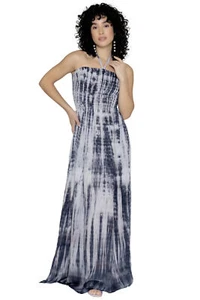 LA LEELA Women's Summer Boho A line Smocked Strapless Dresses Evening Long Tube - Picture 1 of 3