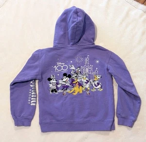 Disney Disneyland Resort 100th Anniversary Purple Hooded Sweatshirt Girls 7/8 - Picture 1 of 6