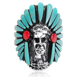 Indianer - Indianer grüner Türkis .925 Silber Ring - 10 - Bild 1 von 5
