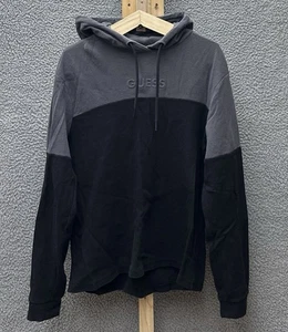 Sudadera con Capucha Guess Para Hombre M Colorblock Pullover Gris Negro Repujado - Imagen 1 de 7