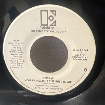 Jigsaw You Bring Out The Best In Me Elektra 1981 ULTRASONIC CLEAN VG+++ PROMO!!! - Image 1 of 4