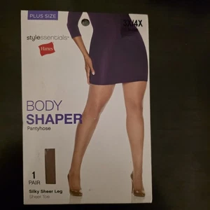 Hanes Stylessentials Body Shaper Strumpfhose seidig transparentes Bein 3X/4X nude - Bild 1 von 7