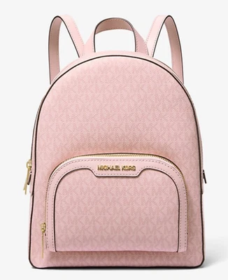 MOCHILA MÉDIA MICHAEL KORS JAYCEE LOGOTIPO MK ASSINATURA ROSA BLUSH em pó - Imagem 1 de 4