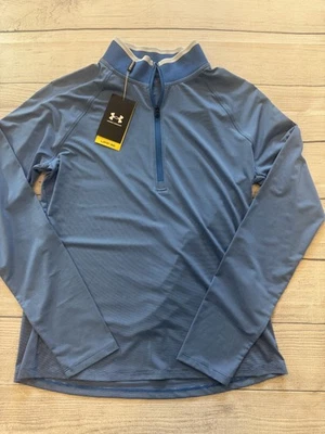 Camisa Pullover Under Armour Para Hombres Mediana Azul Cuarto Cremallera UPF 50 Rendimiento Golf Foto 1 de 4