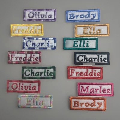 Custom Embroidered Name Patch 8cm X 3cm SEW ON Choose Your Thread Colour. - image 1 of 4