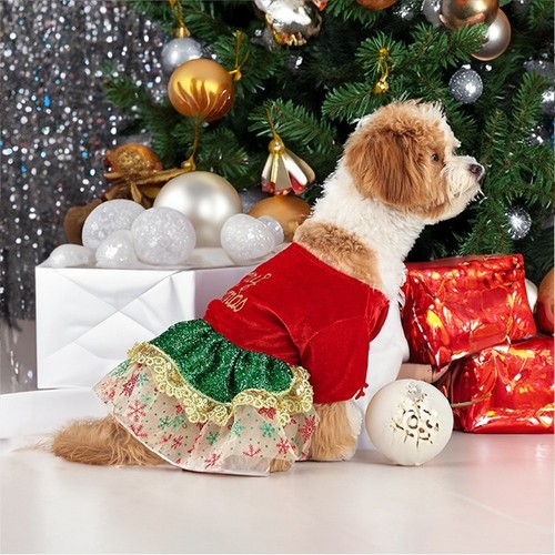 VETEMENTS Adorabile Costume Natalizio Vestito per Cani e Gatti di Piccola Taglia Materiale Morbido