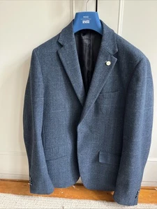 Fisk Of Oslo Blazer - Men’s Adult - Blue Navy - Tweed Wool Blend - 42R - Picture 1 of 9