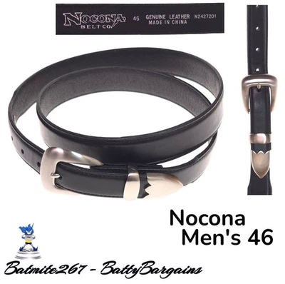 Cinturón de cuero negro cónico Nocona 46 para hombre N2427201 1996 vaquero rodeo occidental Foto 1 de 4