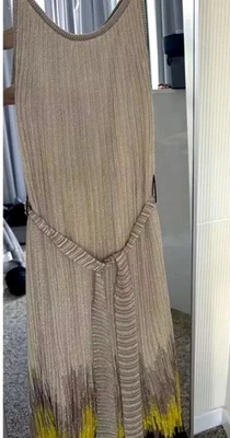 Maxi Vestido Para Mujer Missoni Dorado Seda Metálico Lentejuelas Degradado Talla 42 Foto 1 de 4
