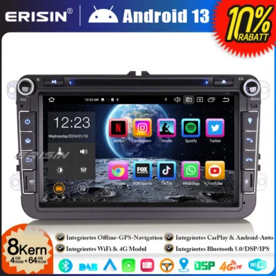 8" 64GB Android 13 Autoradio GPS DVD Für VW Golf Passat Tiguan EOS T5 Seat Skoda - Bild 1 von 4