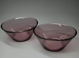 2er Set/5,75" lila Glas Müsli Suppe Schüssel Top gebrauchter Zustand - Bild 1 von 5