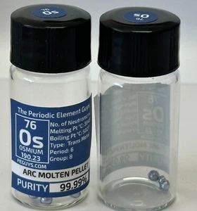 Osmium Metal Element Sample Arc Melted Beads 1 Gram 99.99% in labeled Glass Vial - Picture 1 of 7