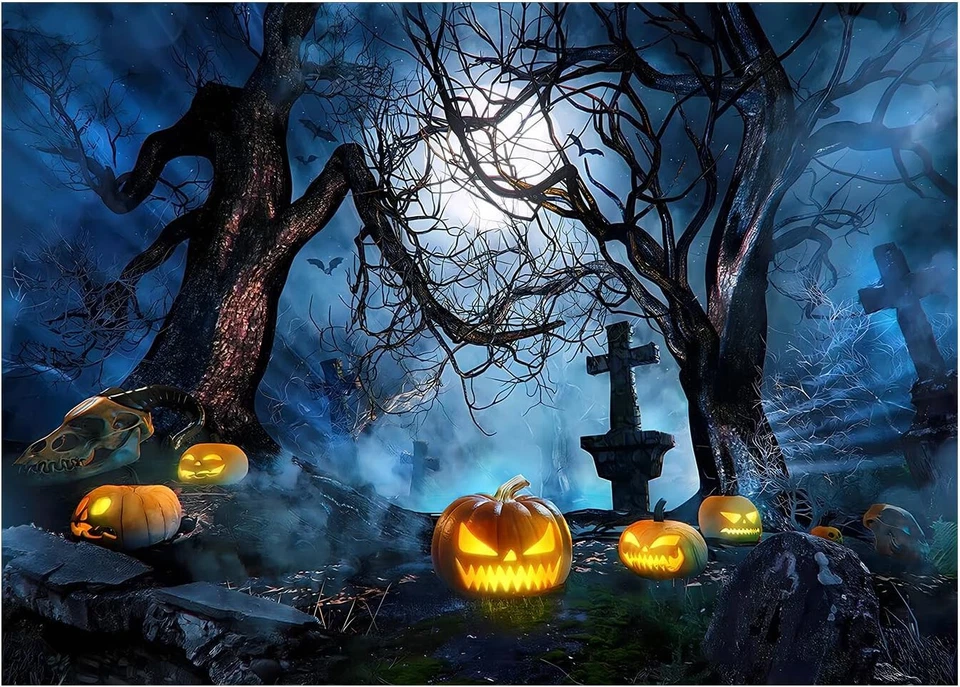Halloween Backdrop Horror Woods Party Decoration Photo Background Props - Image 1 of 4