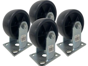 CASTER 5 X 2 INCH Rigid Caster QTY 4 -Polyflex Wheel 500 LBS Capacity Per Caster - Picture 1 of 4