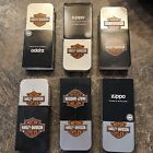 6 Harley Davidson Zippo Lighter Tin Cases With Cover. One For Key Chain, 5 Light