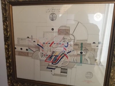 Lithograph "Via Air Mail" by Saul Steinberg, 1970 artist's proof, signed and dat - Image 1 of 4