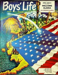 Boys Life Magazine Julio 1959 Bienvenido Alaska Estadidad Cubierta de Bandera de EE. UU. BSA - Imagen 1 de 2