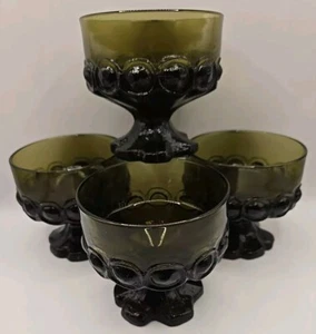 4 Vtg FRANCISCAN MADEIRA Olive Green Dessert/Sherbert Glasses 6oz BEAUTIFUL! - Picture 1 of 16