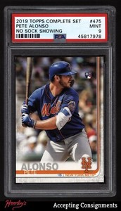 2019 Topps Photo Variation #475 Pete Alonso RC Rookie No sock showing PSA 9 MINT