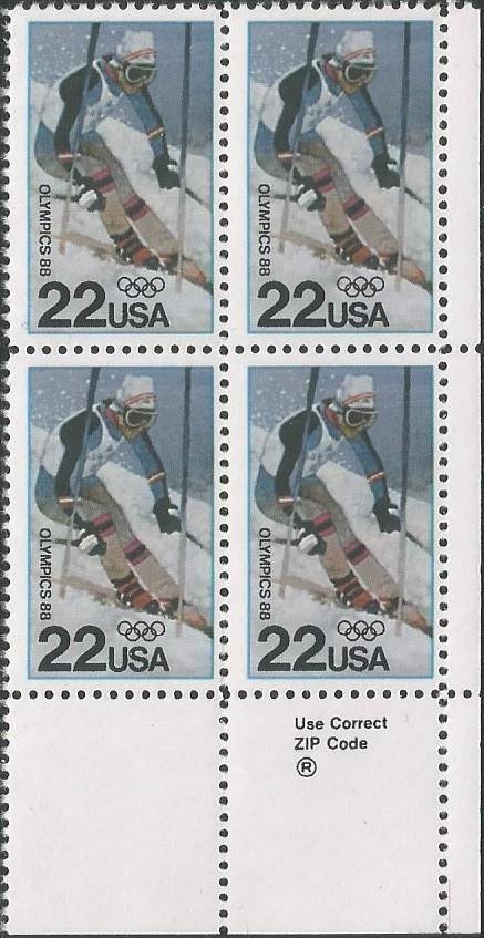 Zip Block of 4 stamps - Scott 2369 - 22 cent - '88 Olympics - 1988 - MNH - Image 1 of 1