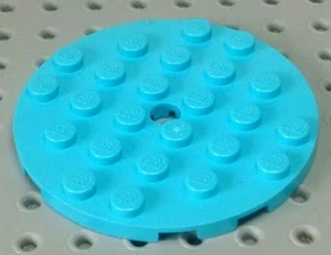 Lego Plate Round 6x6 with Hole [11213] Medium Azure x1 - Picture 1 of 2