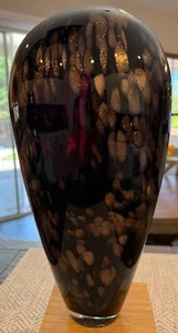 Vintage mundgeblasene Glasvase Dale Tiffany Favrile schwarzer Amethyst & Gold 16’ hoch - Bild 1 von 12