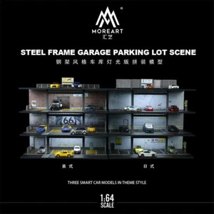 1/64 Diorama Car Garage Models LED Lighting City Parking Lot Scene Display Model - Imagen 1 de 29