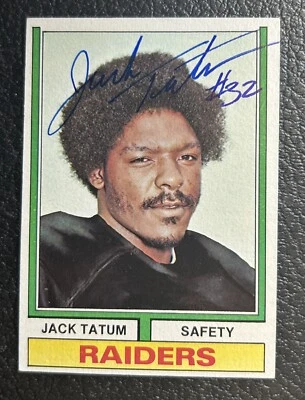 Jack Tatum Signed Autographed 1974 Topps Card  #14    Oakland Raiders - Image 1 of 2