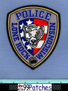 LONE ROCK WISCONSIN Police Shoulder Patch BIG BEAR PAW PRINT 8C - Picture 1 of 1