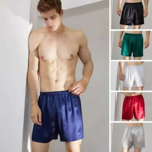 Men's 19MM 100% Silk Boxer Shorts Silk Nightwear Sleepwear Pajamas - Picture 1 of 18