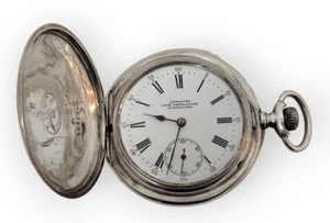Vintage Silver Pocket Watch Longines - Jose Petragnani - Full Hunter - Picture 1 of 13