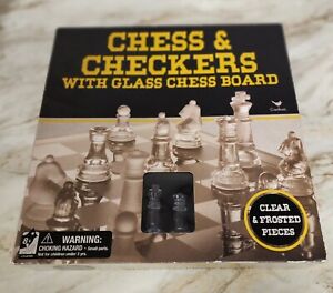 NEW Glass Chess and Checkers Set with Glass Board Fast Shipping