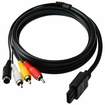 S-Video AV Composite Cables Cord Connection for Nintendo N64 SNES RCA 1.8m  - Image 1 of 3