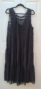 J.Crew Sleeveless tiered Midi Dress clip dot For Women Size XXL Black ~ NWT - Picture 1 of 7