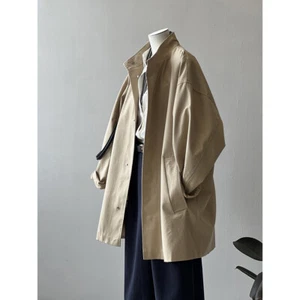 Japanese Tooling Windbreaker Stand-up Collar Trench Coat New Loose Mid-long Coat - Picture 1 of 17