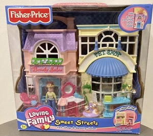 2001 SEALED Fisher Price Sweet Streets PET SHOP & BEAUTY SALON Loving Family Set - Picture 1 of 7