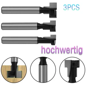 3pcs T-Nutfräser Set T-Nut 1/4 Schaft 6,35 mm Für M6 M5 M8 schrauben Sechskant - Bild 1 von 14