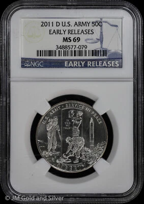 2011-D 50C United States Army Commem Half Dollar NGC MS 69 | Early Releases - Image 1 of 4
