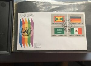 Sammlung UNO Flaggenserie ETB  1980-1989, 200 St. Belege Einzelmarken und Kombi
