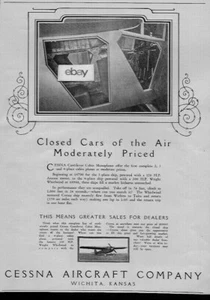 CESSNA AIRCRAFT CO WICHITA,KS 4 PLACE CANTILEVER CLOSED CAB EINDECKER 1928 AD - Bild 1 von 1