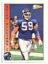 BRIAN WILLIAMS New York Giants 1992 Pacific Football Card #544