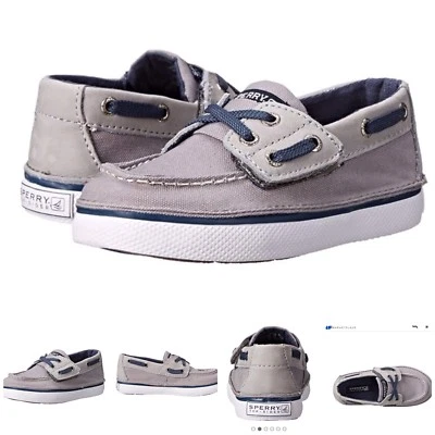 Sperry Top Sider Boys Cruz Jr Gris/Azul Marino Talla 8.5 M ¡Nuevo En La Caja!! Foto 1 de 4