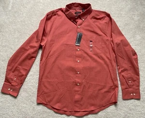 Van Heusen Wrinkle Free Long Sleeve Button Down Shirt Orange Stripe Men’s L NWT - Picture 1 of 6