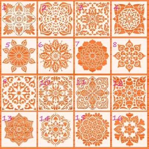 Marokkanische italienische mexikanische Stil Schablone für Fliesen und Handwerk 6"x6" - Bild 1 von 1