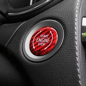 Carbon Fiber Red Engine Start Button Trim For Chevrolet Corvette C8 2020-2022 1X - Picture 1 of 6