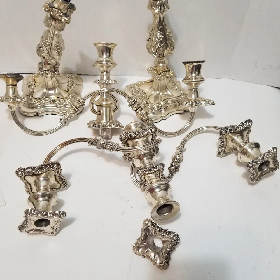 Antiguo candelabro plateado de 1900 Ellis Barker dañado para piezas como está Foto 1 de 4