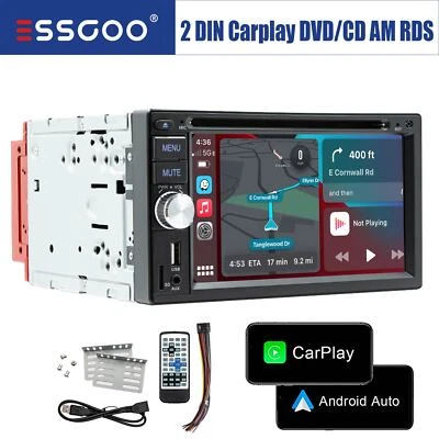 6.2" Double DIN CD DVD Carplay Android Auto FM AM RDS Radio USB AUX TF Bluetooth - Image 1 of 4