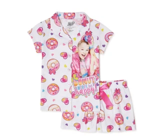 Pigiama JoJo Siwa bambina manica corta glitter bottoni pull on set 2 pezzi nuovo con etichette - Foto 1 di 4