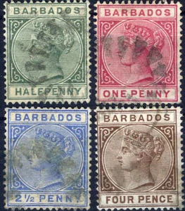 Barbados 1882 Queen Victoria gebraucht (SC# 60-62, 65) - Bild 1 von 1