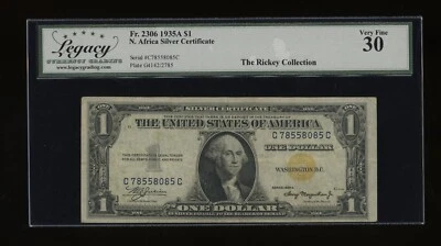 DBR 1935-A $1 North Africa Fr. 2306 CC Block Legacy 30 Serial C78558085C - Image 1 of 2